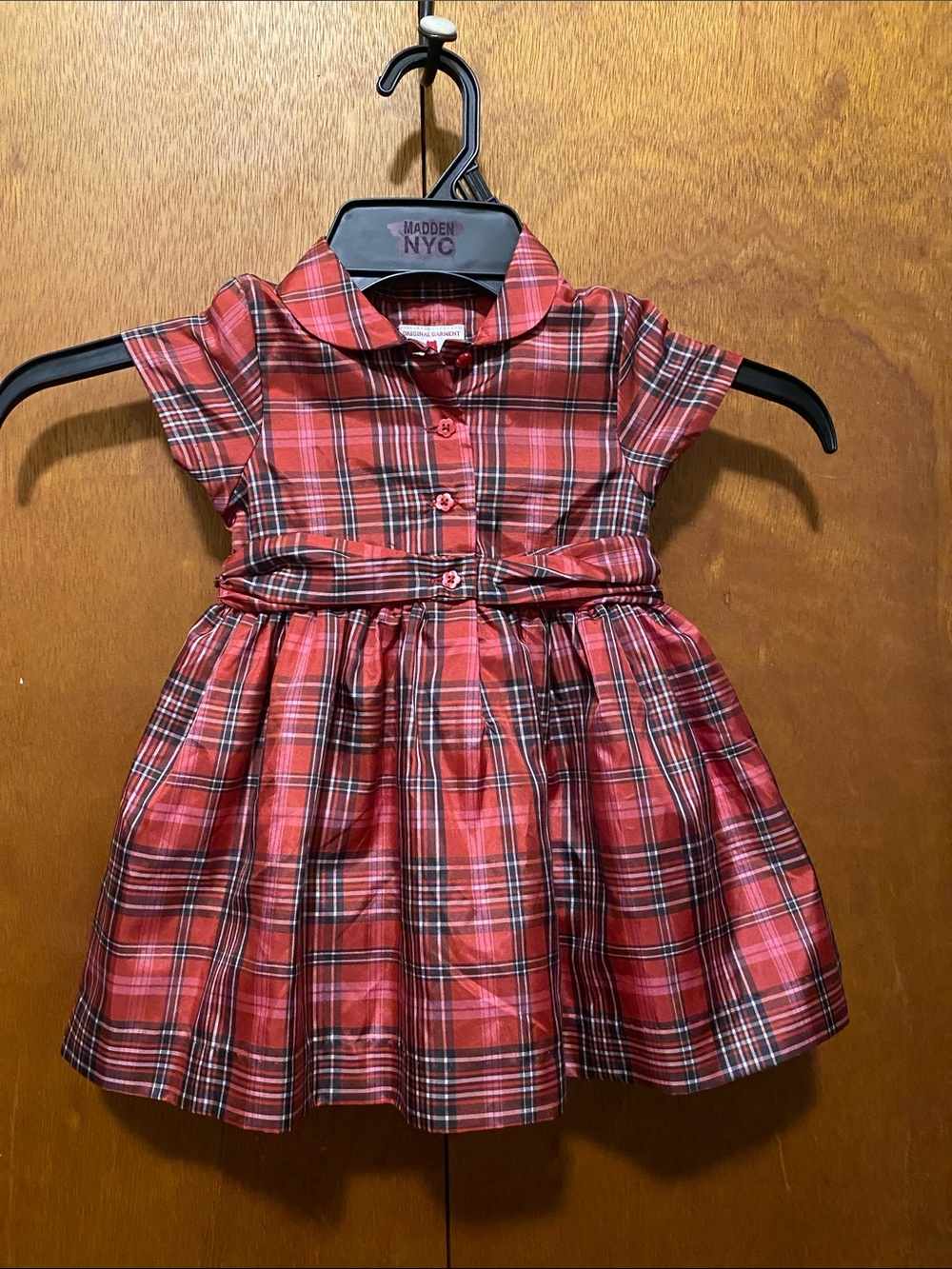 Baby Gap Reddish Pink Plaid Short-Sleeve Party Dress - Picture 5 of 14